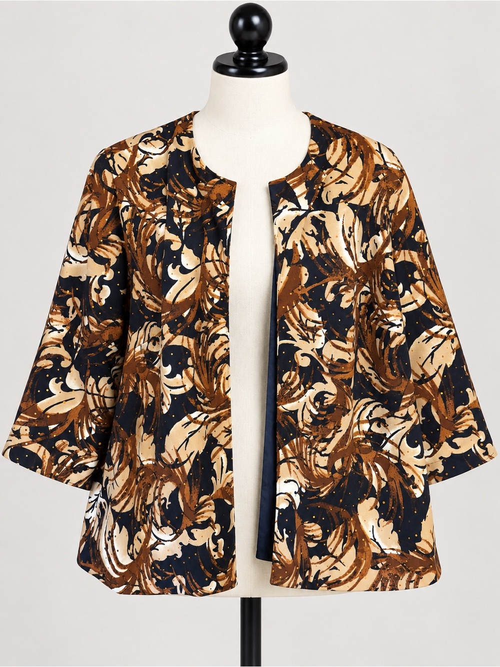 Abstract Print Jacket Brown Black Gold Alfred Dunner 24W